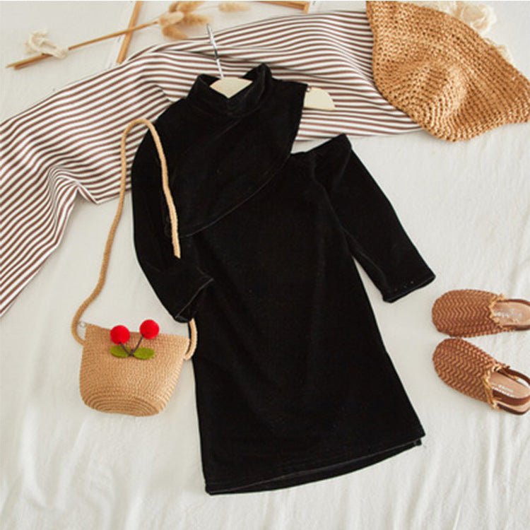 Spring and summer girls'' off shoulder dress children''s fashion children''s skirt bottomed skirt - PratSN