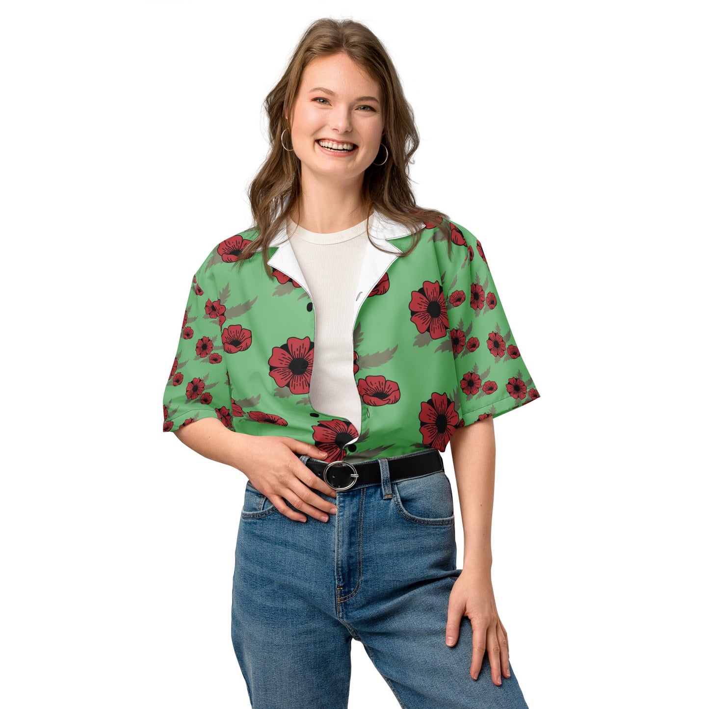 Spring and Summer looming Pattern Button Shirt - Unisex button Shirt - PratSN