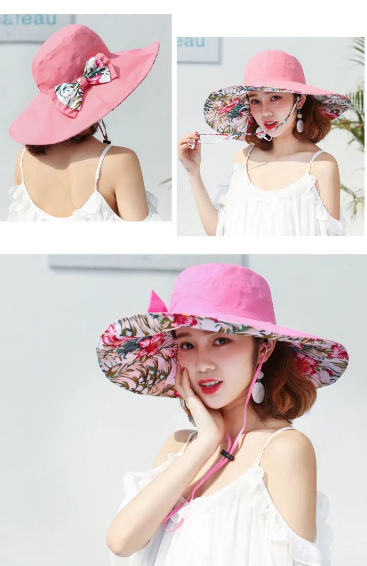 Spring And Summer New Foldable Fisherman Hat, Summer Double - Sided Sunscreen Hat, Beach Basin Hat, Travel Sun Hat - PratSN
