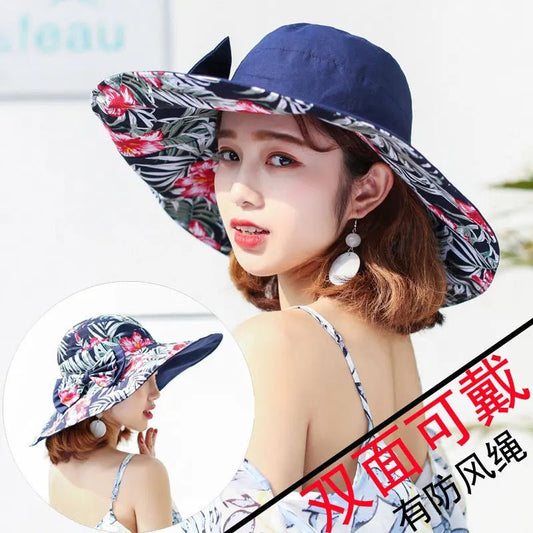 Spring And Summer New Foldable Fisherman Hat, Summer Double - Sided Sunscreen Hat, Beach Basin Hat, Travel Sun Hat - PratSN