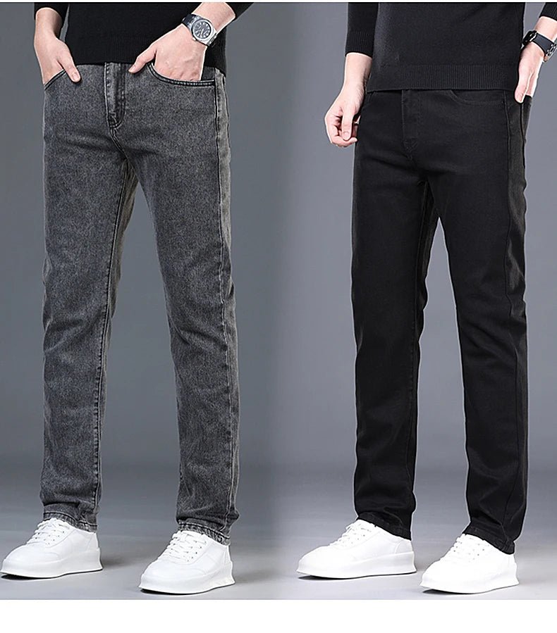 Spring and Summer New Men's Jeans Simplified Korean Edition Slim Fit Straight Leg Versatile Shaped Mid Waist Elastic Men's Jeans - PratSN