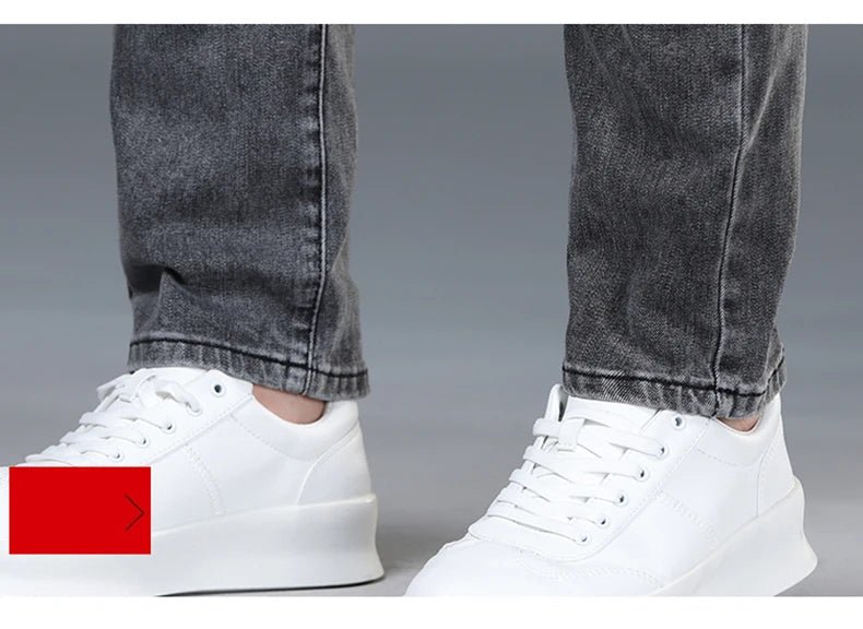 Spring and Summer New Men's Jeans Simplified Korean Edition Slim Fit Straight Leg Versatile Shaped Mid Waist Elastic Men's Jeans - PratSN