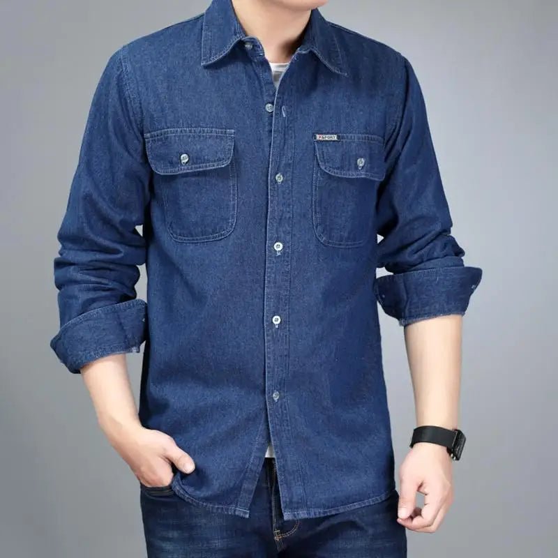 Spring Autumn Youth Men Denim Shirt Coat Long Sleeve Pure Cotton All - match Jackets - PratSN