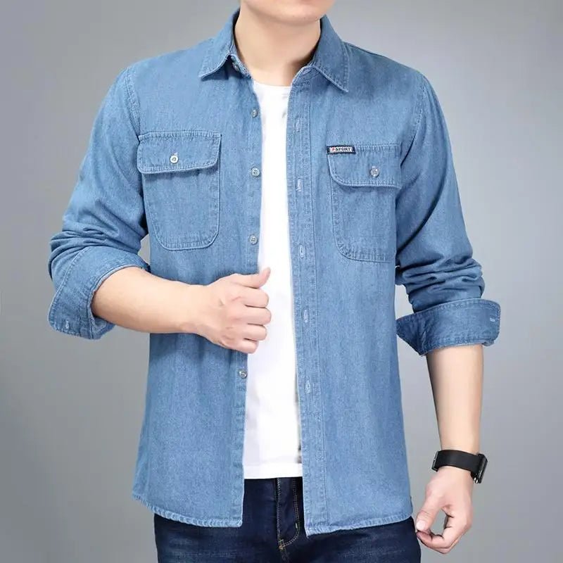 Spring Autumn Youth Men Denim Shirt Coat Long Sleeve Pure Cotton All - match Jackets - PratSN