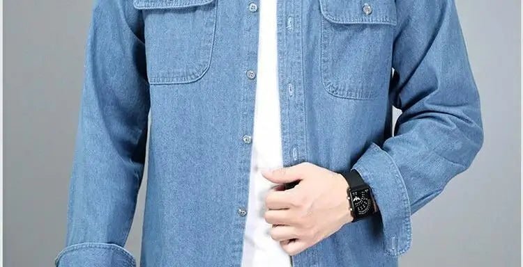 Spring Autumn Youth Men Denim Shirt Coat Long Sleeve Pure Cotton All - match Jackets - PratSN