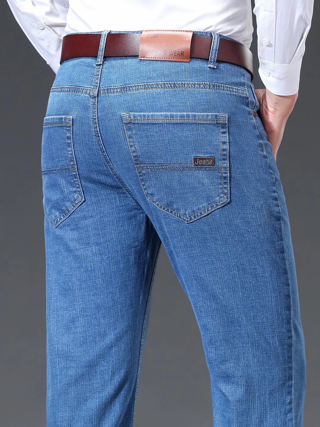 Spring Summer Thin Men's Straight Jeans Business Casual Stretch Comfortable Trousers Fashion Embroidered Male Denim Pants - PratSN