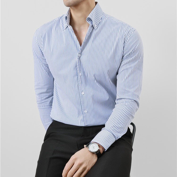 Striped Men's V - neck Long Sleeve Shirt - PratSN