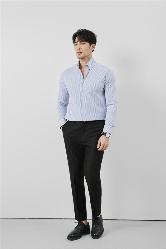 Striped Men's V - neck Long Sleeve Shirt - PratSN