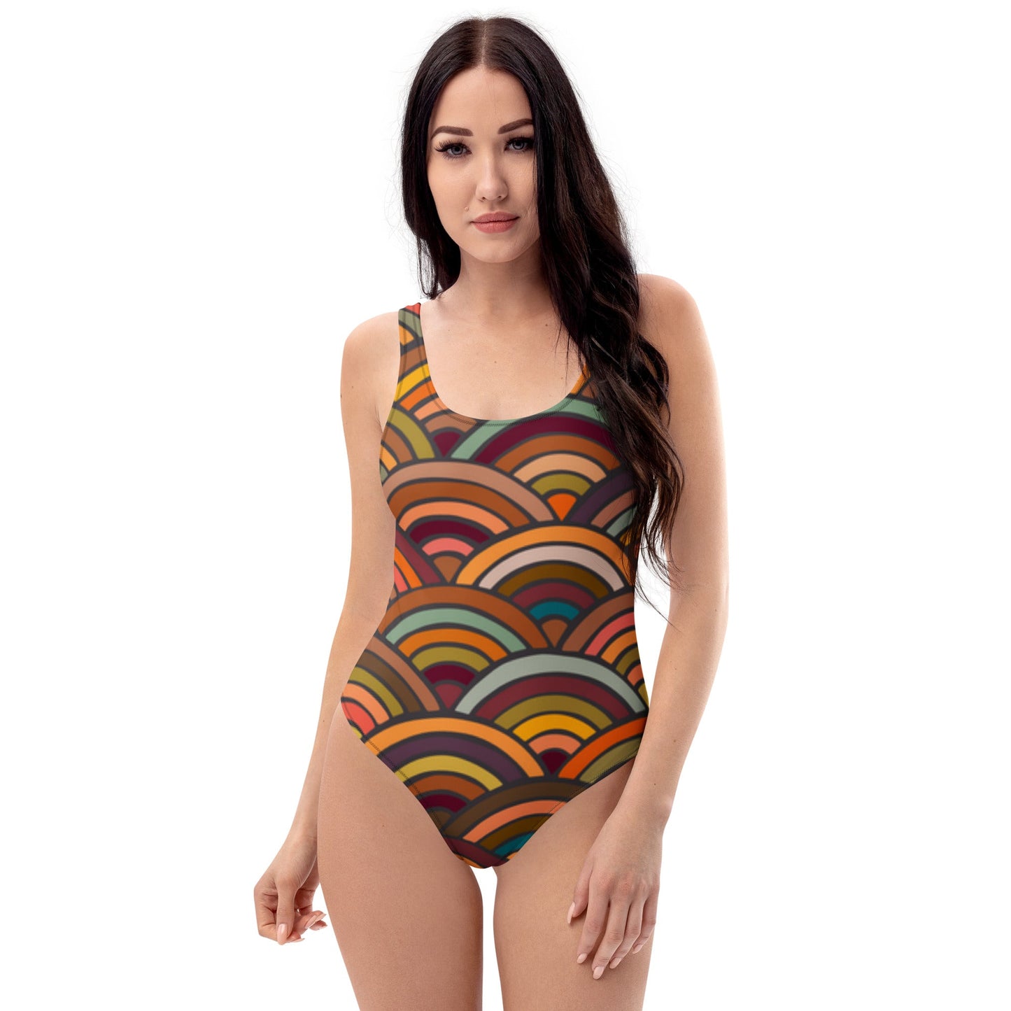 Stylish Beachwear | Women's Multicolor Circular Pattern Swimsuits | Beach Dress - PratSN