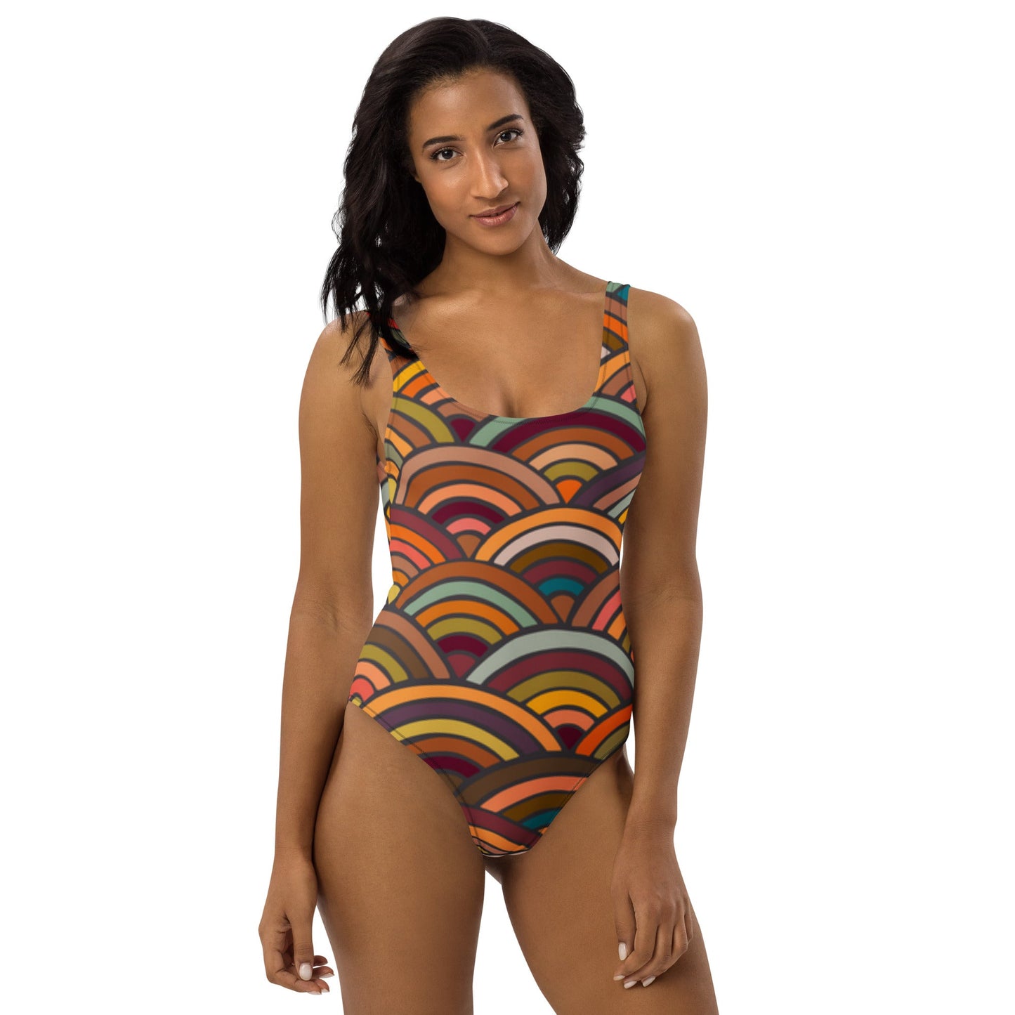 Stylish Beachwear | Women's Multicolor Circular Pattern Swimsuits | Beach Dress - PratSN