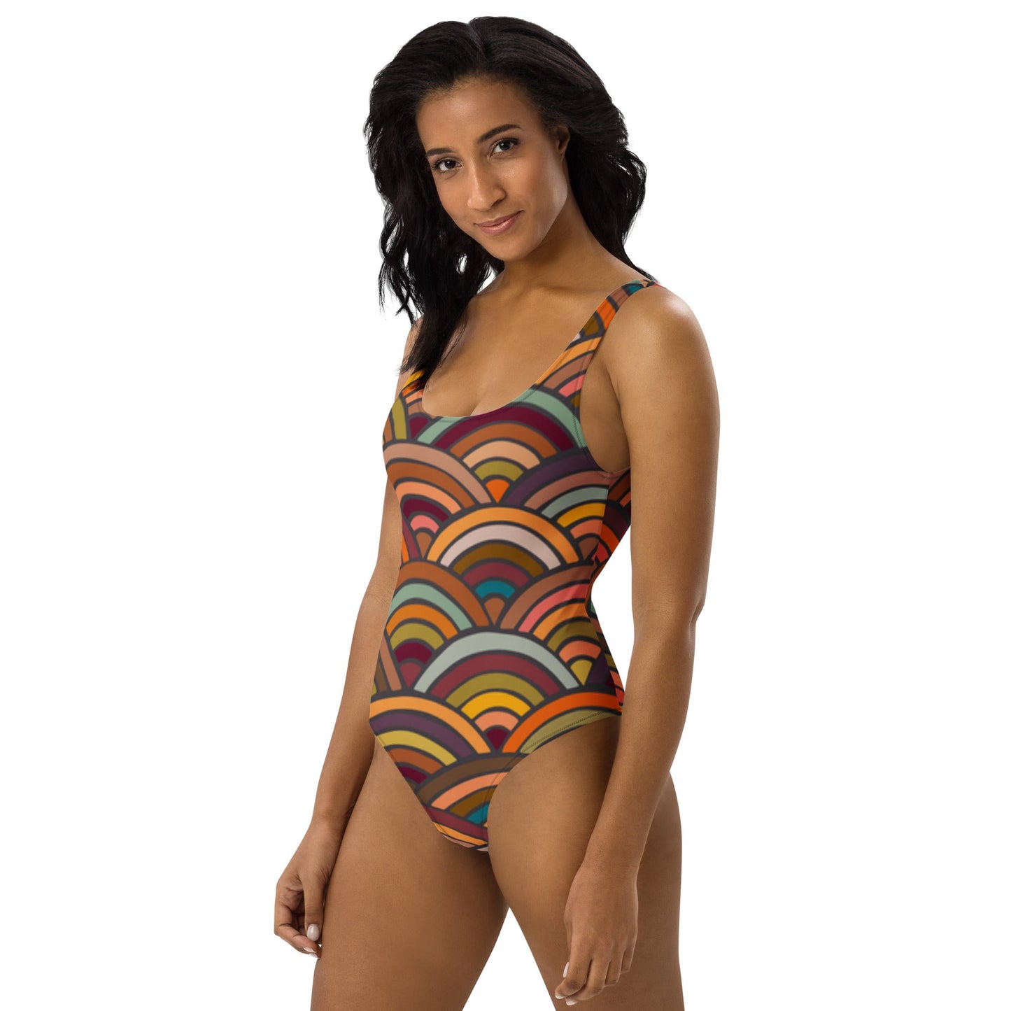 Stylish Beachwear | Women's Multicolor Circular Pattern Swimsuits | Beach Dress - PratSN