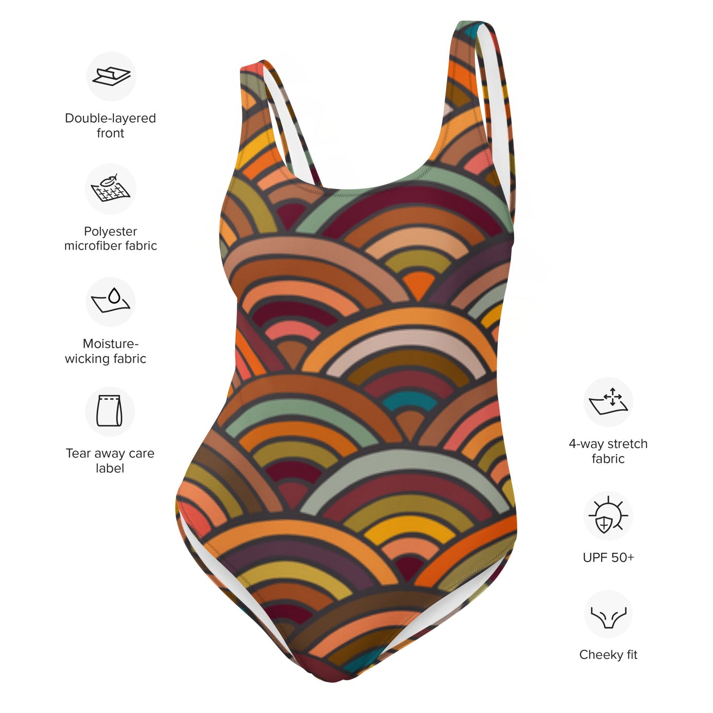 Stylish Beachwear | Women's Multicolor Circular Pattern Swimsuits | Beach Dress - PratSN