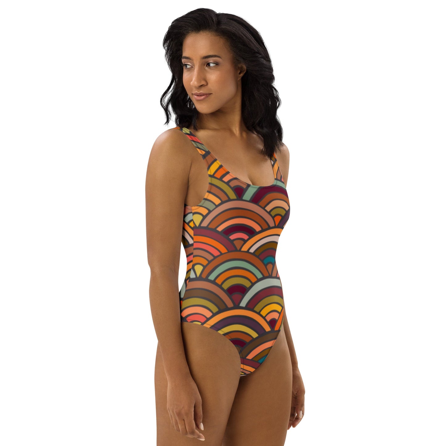 Stylish Beachwear | Women's Multicolor Circular Pattern Swimsuits | Beach Dress - PratSN