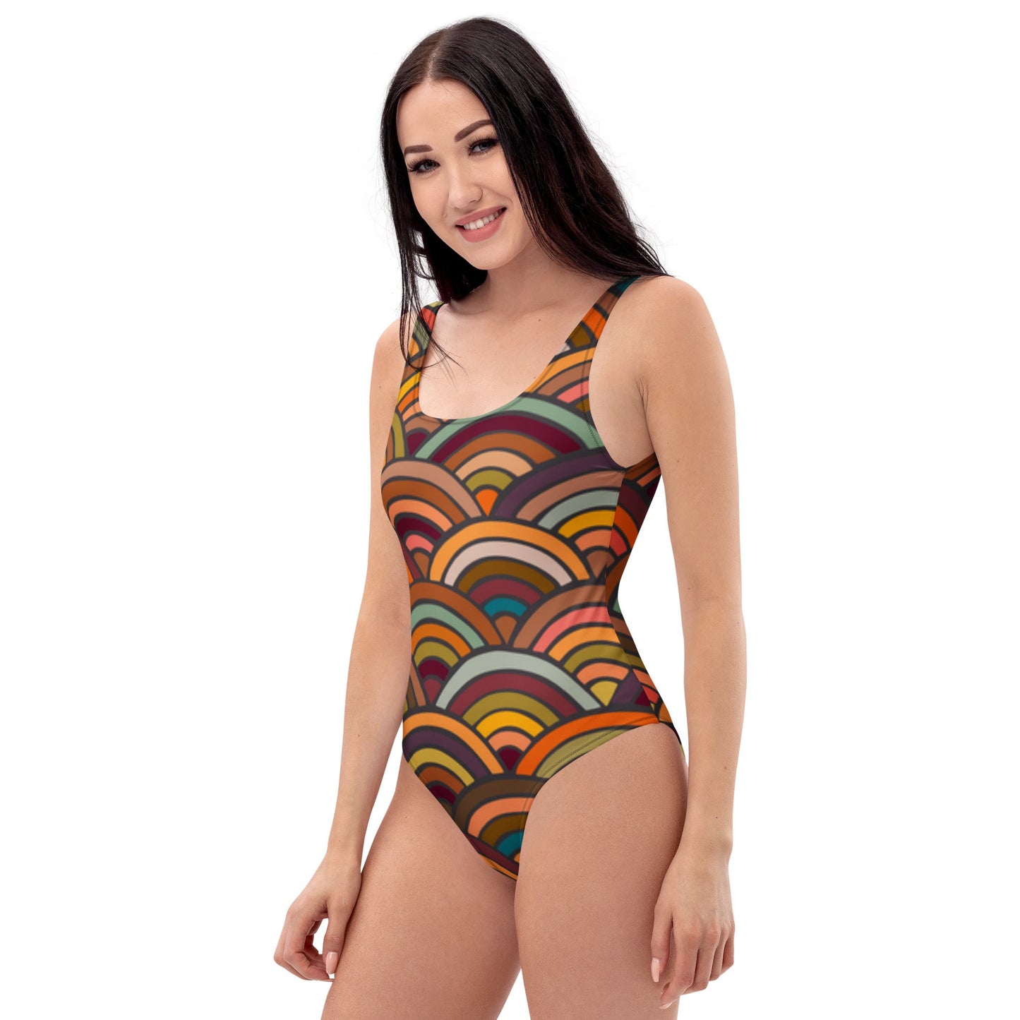 Stylish Beachwear | Women's Multicolor Circular Pattern Swimsuits | Beach Dress - PratSN