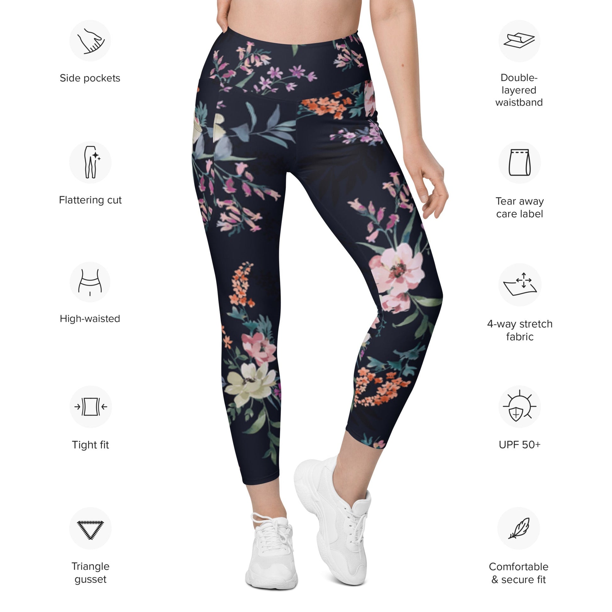 Stylish floral Women's Activewear Pants with Functional Pockets - PratSN