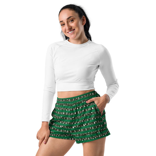 Stylish Green Chic All - Over Print Women's Athletic Shorts - PratSN