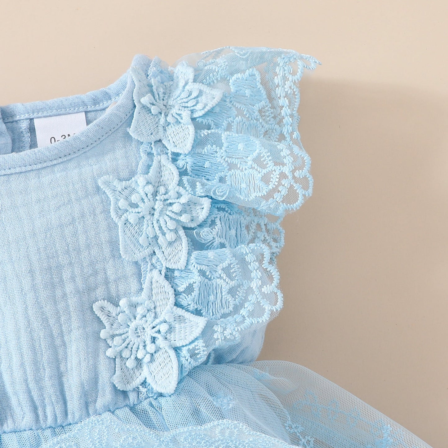 Summer Baby Girl Sweet Sleeveless Lace Triangle Rompers Mesh Lace Flower Dress - PratSN