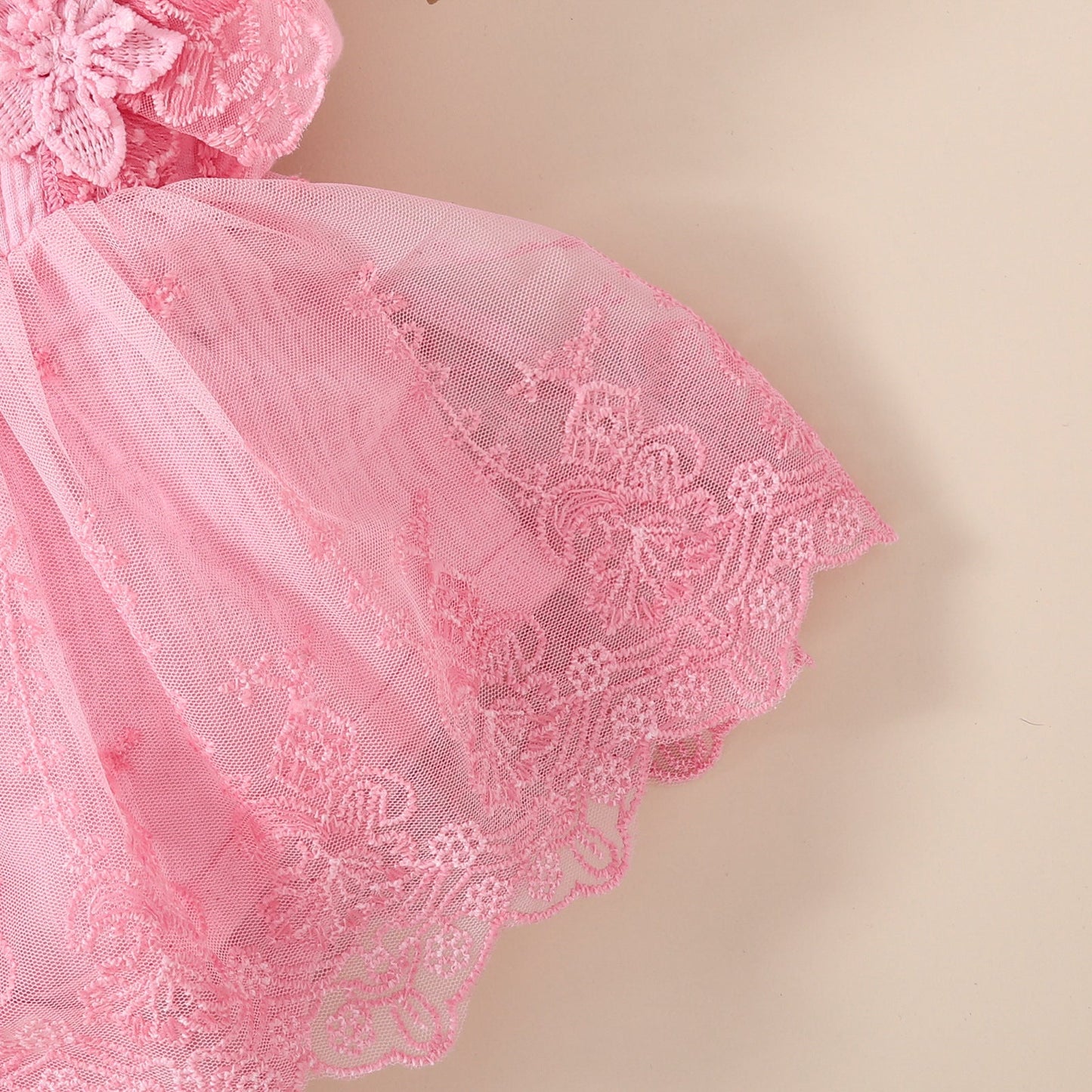 Summer Baby Girl Sweet Sleeveless Lace Triangle Rompers Mesh Lace Flower Dress - PratSN