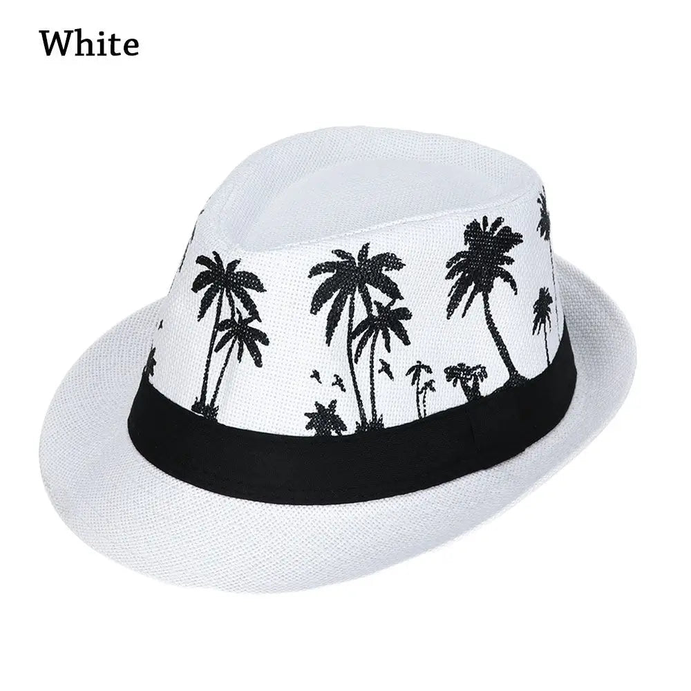 Summer Beach Cap Casual Sun Hat Coconut trees pattern men Jazz Hat Spring Summer hat - PratSN
