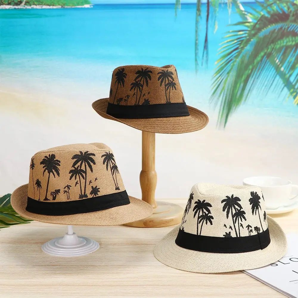 Summer Beach Cap Casual Sun Hat Coconut trees pattern men Jazz Hat Spring Summer hat - PratSN