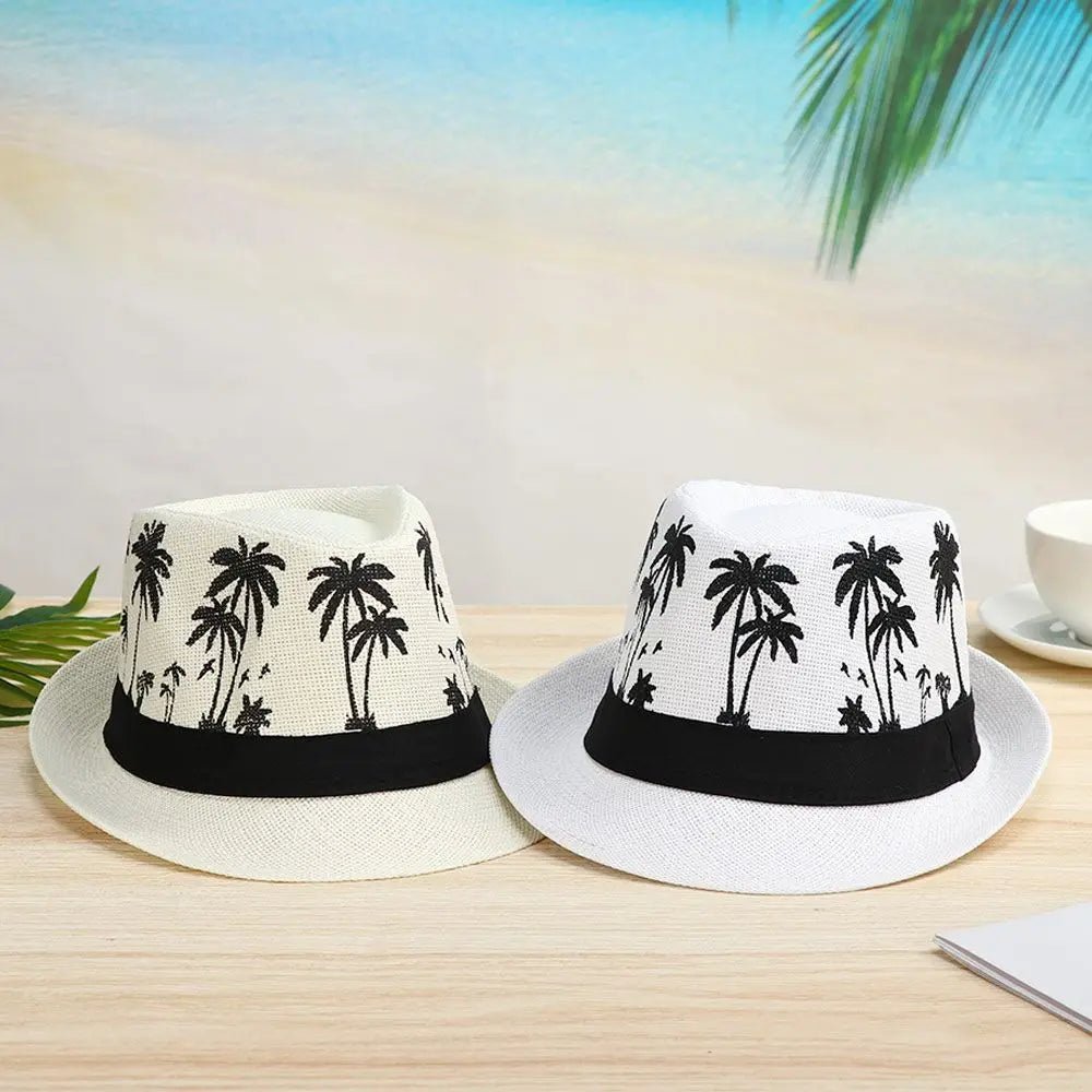 Summer Beach Cap Casual Sun Hat Coconut trees pattern men Jazz Hat Spring Summer hat - PratSN