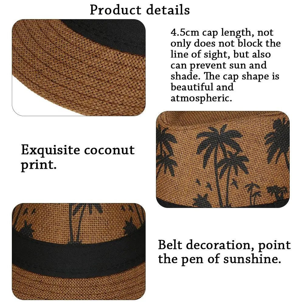 Summer Beach Cap Casual Sun Hat Coconut trees pattern men Jazz Hat Spring Summer hat - PratSN