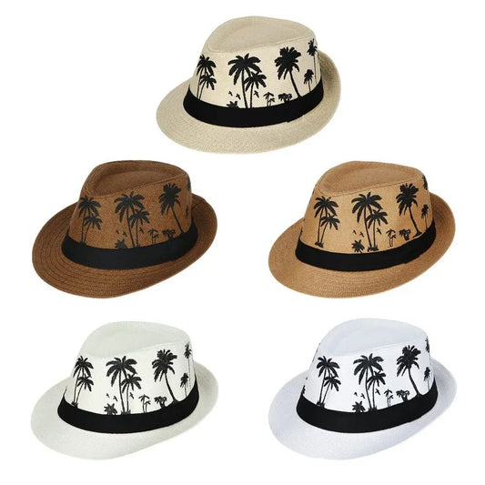 Summer Beach Cap Casual Sun Hat Coconut trees pattern men Jazz Hat Spring Summer hat - PratSN