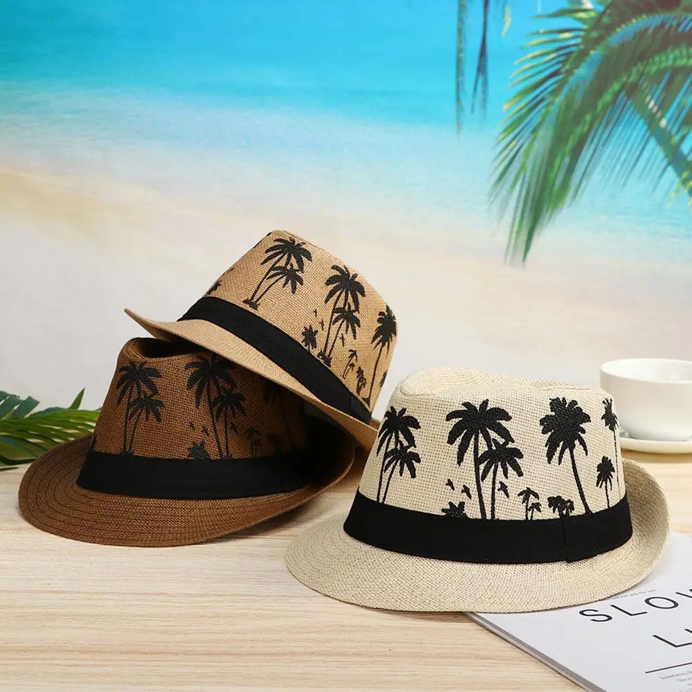 Summer Beach Cap Casual Sun Hat Coconut trees pattern men Jazz Hat Spring Summer hat - PratSN