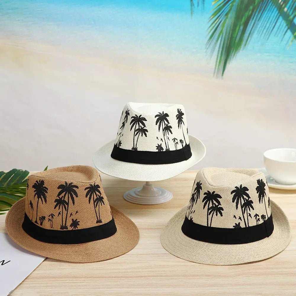 Summer Beach Cap Casual Sun Hat Coconut trees pattern men Jazz Hat Spring Summer hat - PratSN