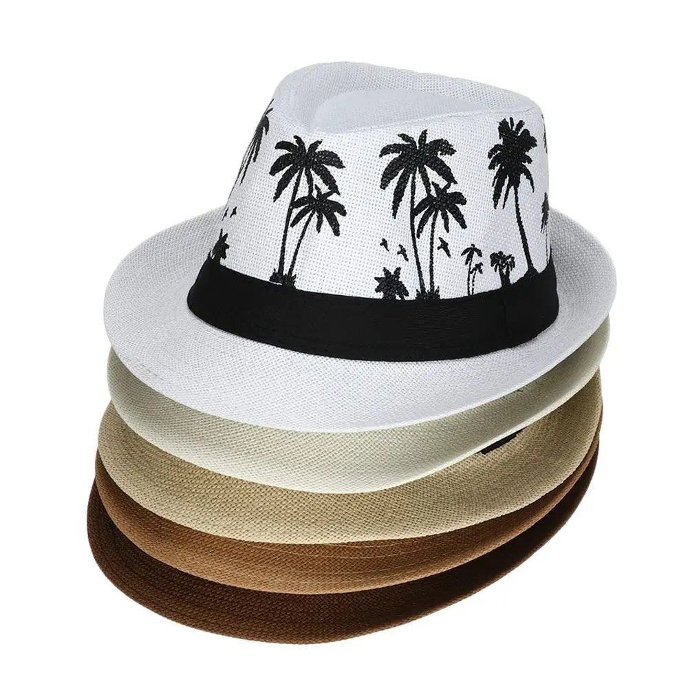 Summer Beach Cap Casual Sun Hat Coconut trees pattern men Jazz Hat Spring Summer hat - PratSN