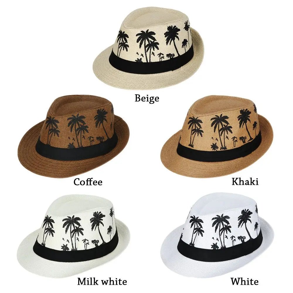 Summer Beach Cap Casual Sun Hat Coconut trees pattern men Jazz Hat Spring Summer hat - PratSN