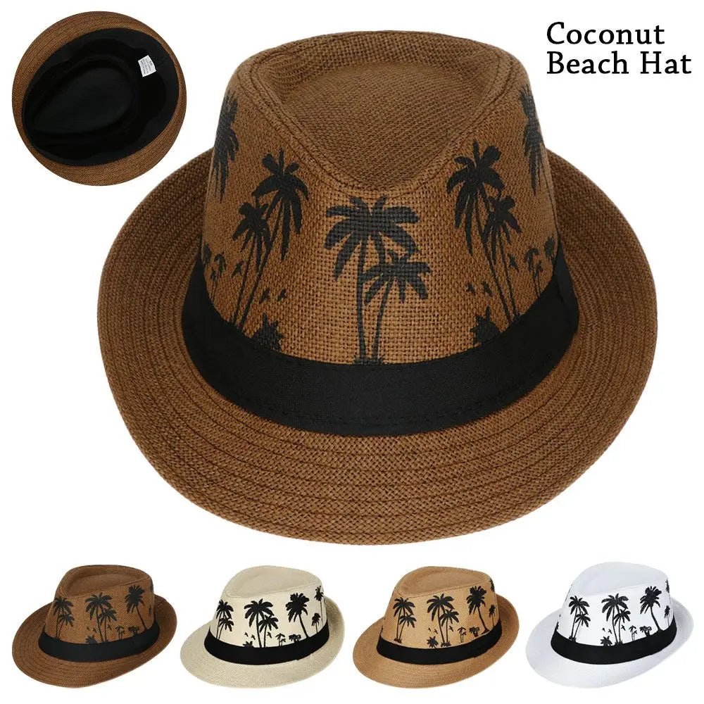Summer Beach Cap Casual Sun Hat Coconut trees pattern men Jazz Hat Spring Summer hat - PratSN