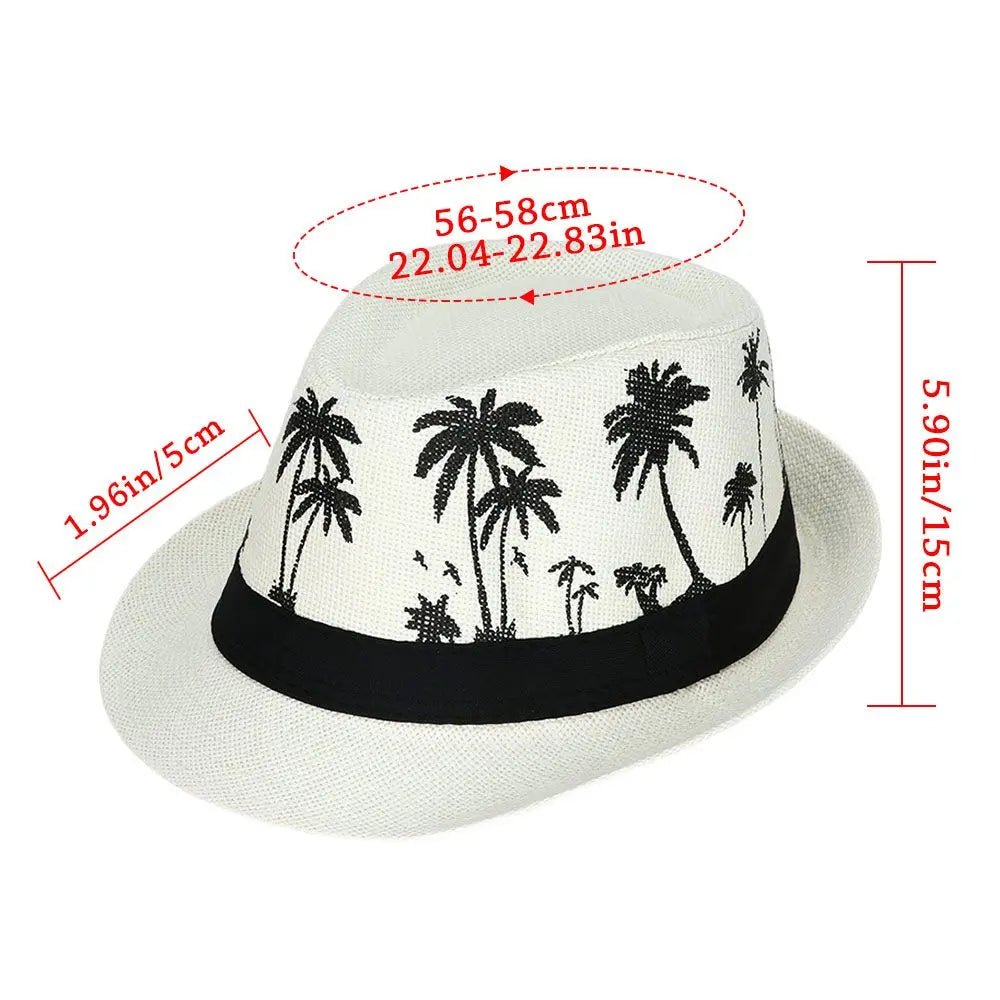 Summer Beach Cap Casual Sun Hat Coconut trees pattern men Jazz Hat Spring Summer hat - PratSN