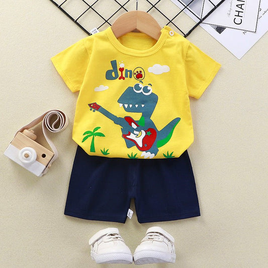 Summer Children's Short - sleeved Shorts Suit T-shirt Boys And Girls Baby Little Children's Clothing New - PratSN