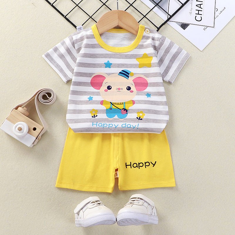Summer Children's Short - sleeved Shorts Suit T-shirt Boys And Girls Baby Little Children's Clothing New - PratSN