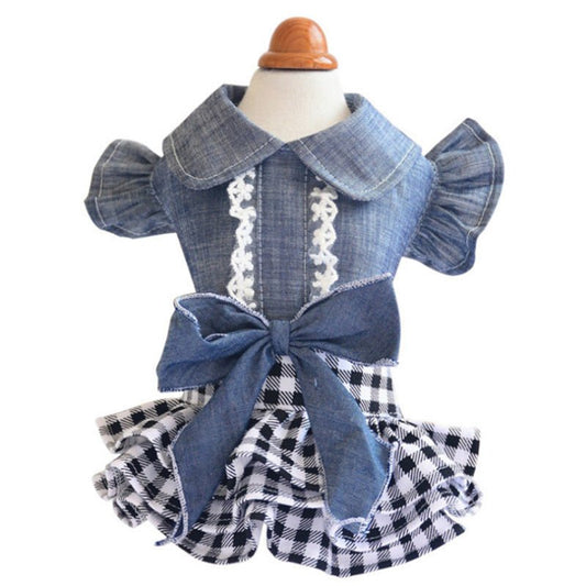 Summer Dress New Pet Denim Flying Sleeve Dress - PratSN