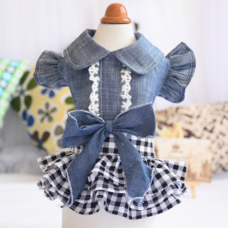 Summer Dress New Pet Denim Flying Sleeve Dress - PratSN