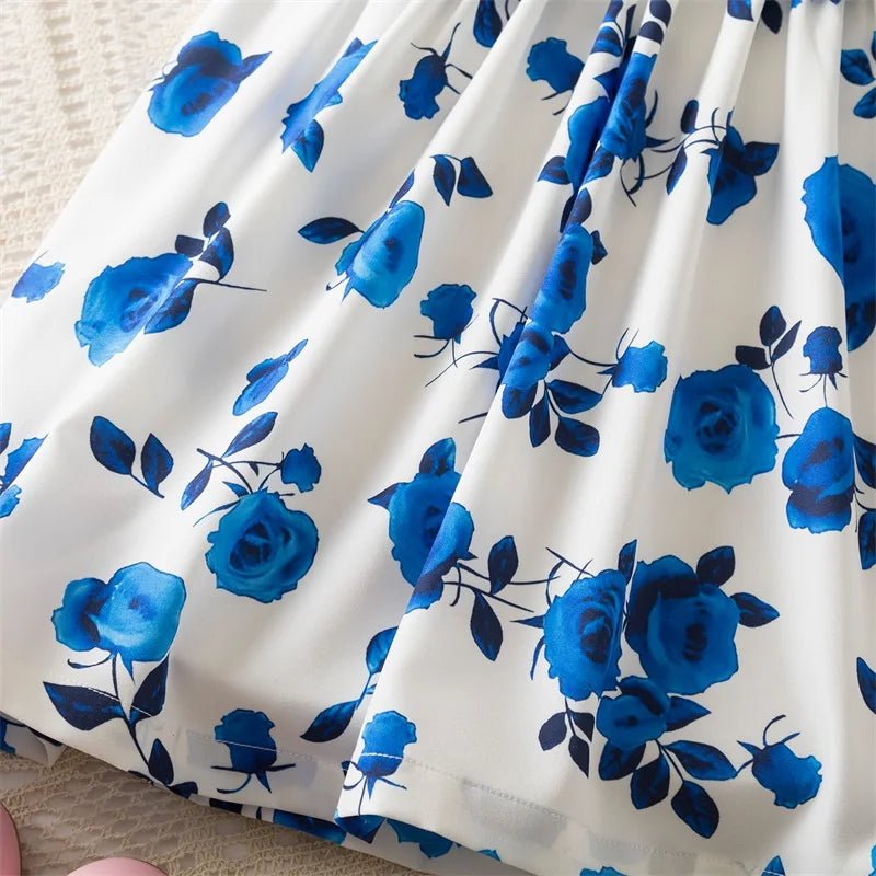 Summer Girls Butterfly Printed Sweet Dress Ruffled Sleeveless Floral Princess Dresses 3 - 8Yrs Children's Birthday Party Clothing - PratSN