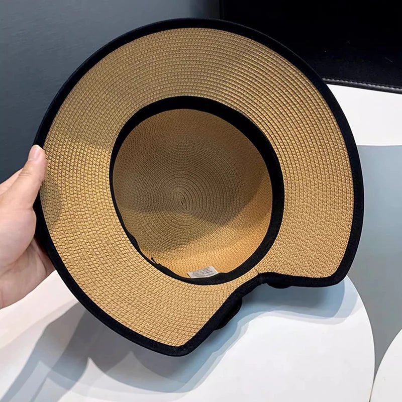 Summer Girls Sun Hats Wide Brim Bowknot Straw Hat with Ribbon Outdoor Sun Protection Women Hats Soild Color Ladies Panama Caps - PratSN