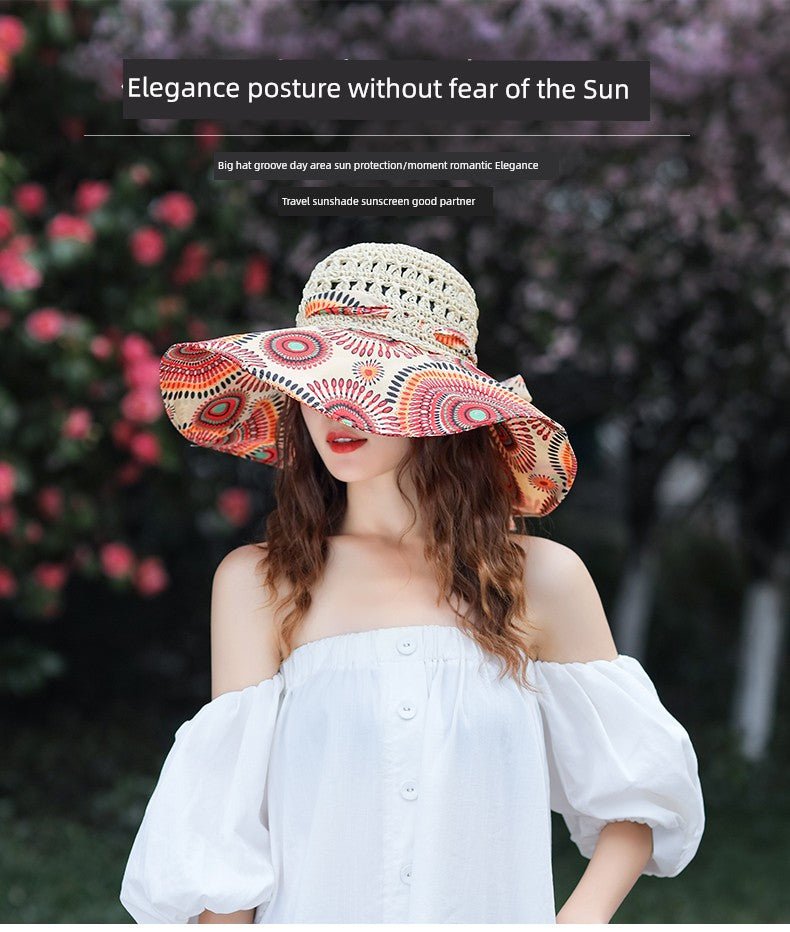 Summer Hat Children's K - style Easiest for Match UV Protection Big Brim Beach Hat Sun Hat Sun Protection Straw Sun Hat Travel Cap - PratSN