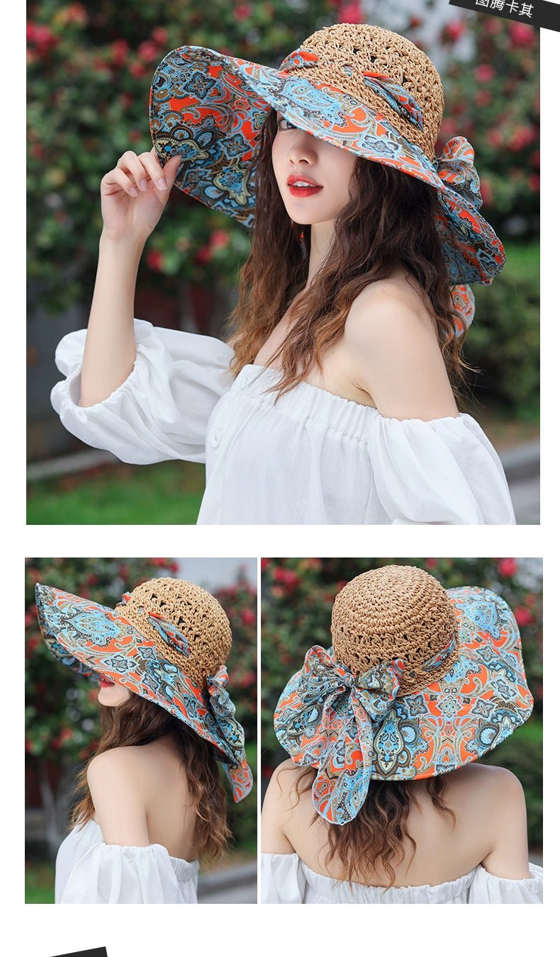 Summer Hat Children's K - style Easiest for Match UV Protection Big Brim Beach Hat Sun Hat Sun Protection Straw Sun Hat Travel Cap - PratSN