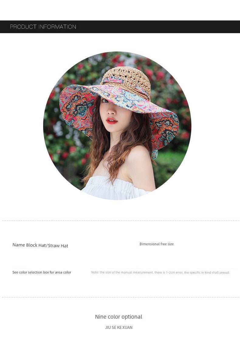 Summer Hat Children's K - style Easiest for Match UV Protection Big Brim Beach Hat Sun Hat Sun Protection Straw Sun Hat Travel Cap - PratSN