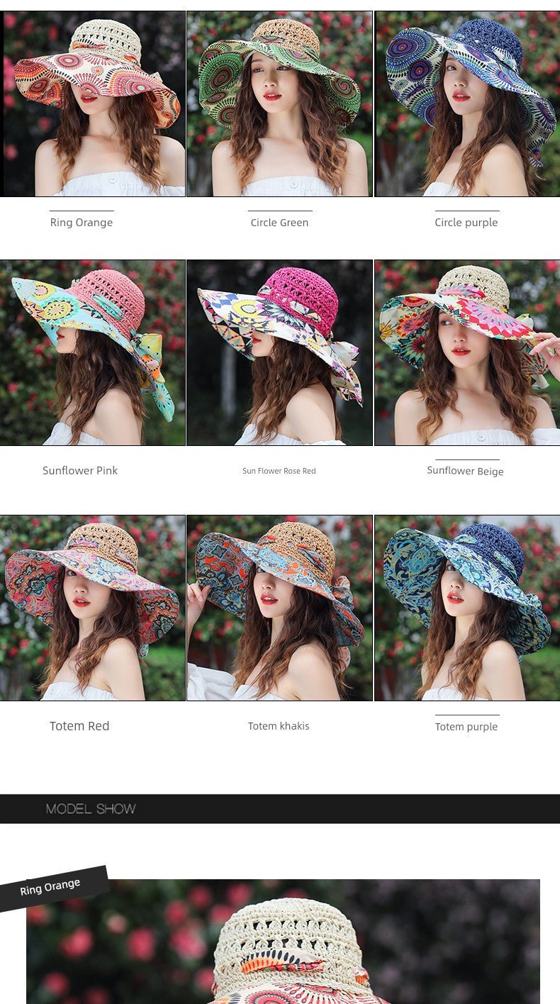 Summer Hat Children's K - style Easiest for Match UV Protection Big Brim Beach Hat Sun Hat Sun Protection Straw Sun Hat Travel Cap - PratSN