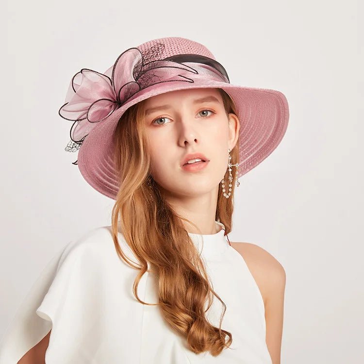 Summer hats for women Organza flower mesh sunshade hat vacation beach hat wide brimmed sun hat Sun protection sombreros de mujer - PratSN