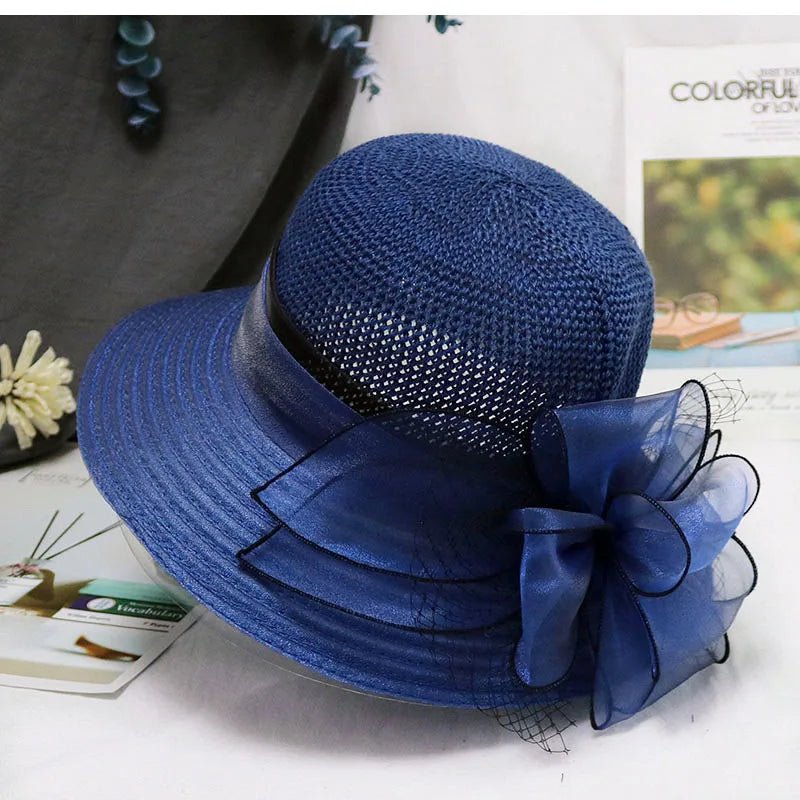 Summer hats for women Organza flower mesh sunshade hat vacation beach hat wide brimmed sun hat Sun protection sombreros de mujer - PratSN