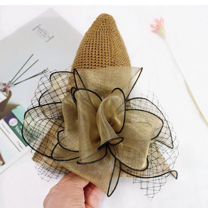 Summer hats for women Organza flower mesh sunshade hat vacation beach hat wide brimmed sun hat Sun protection sombreros de mujer - PratSN