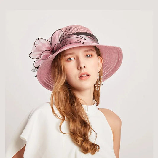 Summer hats for women Organza flower mesh sunshade hat vacation beach hat wide brimmed sun hat Sun protection sombreros de mujer - PratSN