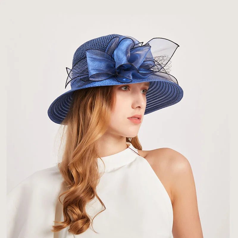 Summer hats for women Organza flower mesh sunshade hat vacation beach hat wide brimmed sun hat Sun protection sombreros de mujer - PratSN