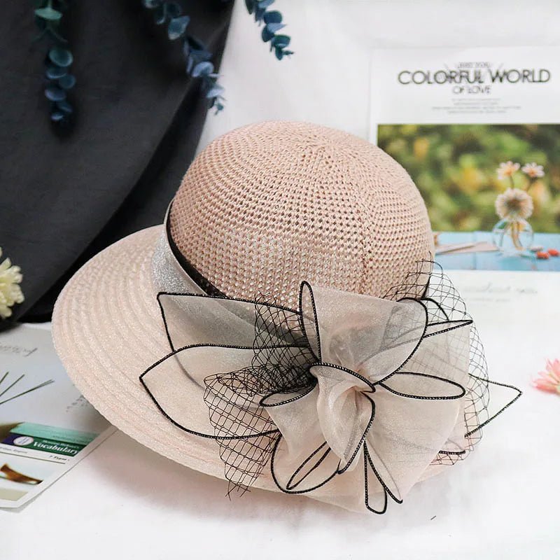 Summer hats for women Organza flower mesh sunshade hat vacation beach hat wide brimmed sun hat Sun protection sombreros de mujer - PratSN