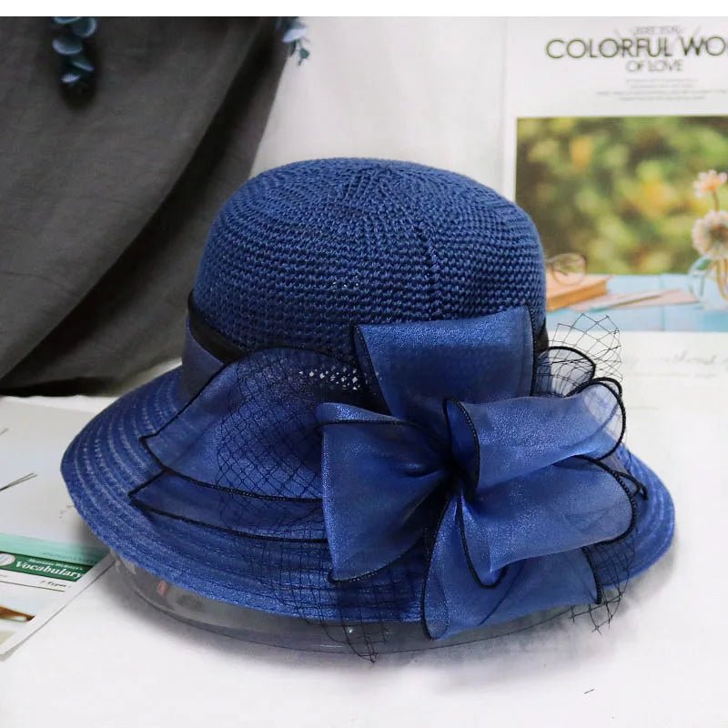 Summer hats for women Organza flower mesh sunshade hat vacation beach hat wide brimmed sun hat Sun protection sombreros de mujer - PratSN